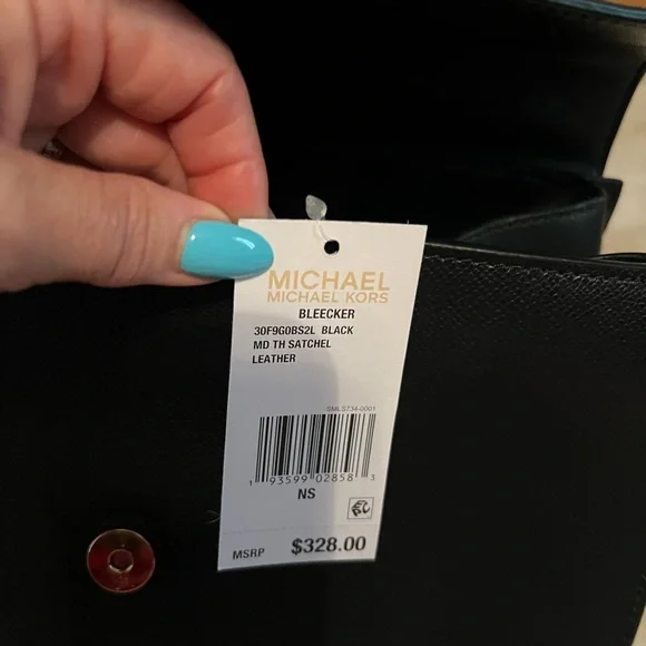 Michael Kors Bleecker Black Leather Women's Satchel - Picture 5 of 10